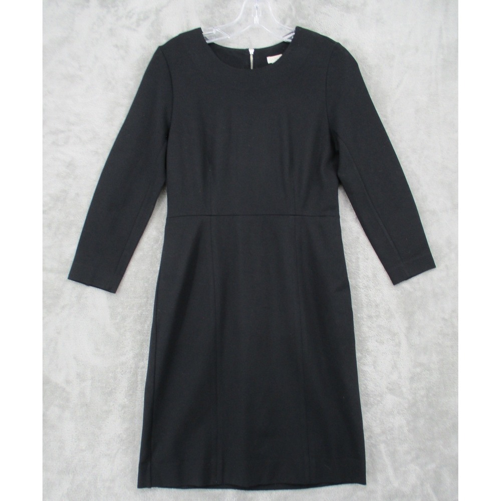 J Crew Dress 4 Ponte Knit Sheath Office Minimalist Career Stretch Black Back Zip